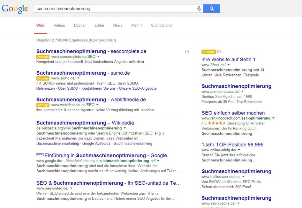 Neues SERP Design Google